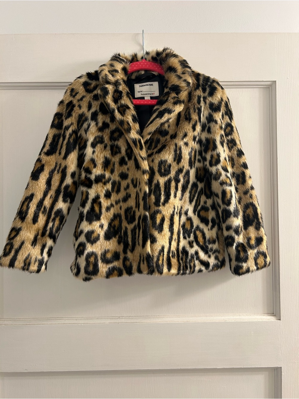 Zadig & Voltaire Kids Enfant Madeleine Leopard Faux Fur Jacket Size 4